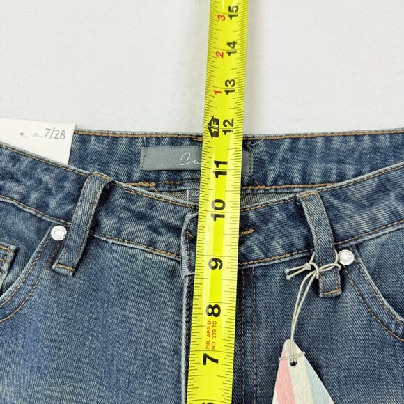 Cali 1850 Women's Wide-Leg Raw Hem Grommet Blue Denim Jeans Size 7/28 NWT - Picture 9 of 11